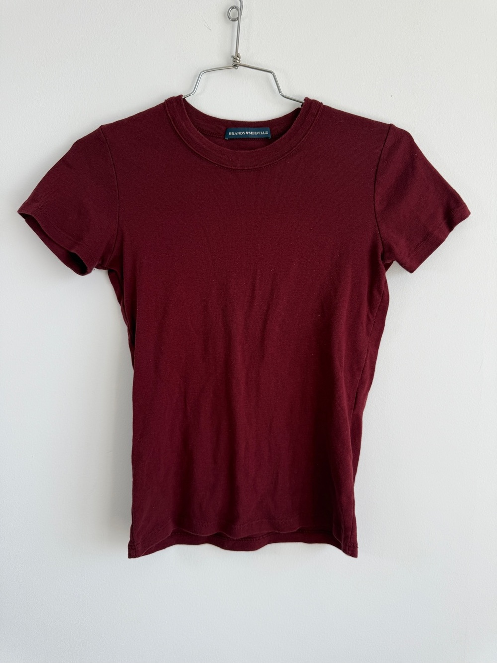 Brandy Melville Burgundy Red Women’s T Shirt One Size | Basic Classic Preppy